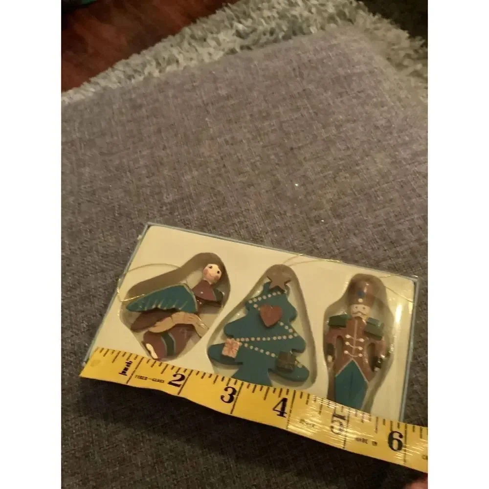 Vintage Victorian Christmas Ornaments Handcrafted/Wooden (set of 3)